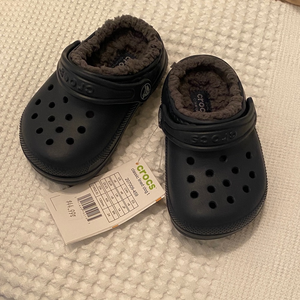 Navy/Gray Toddler CROCS (fleece lining)